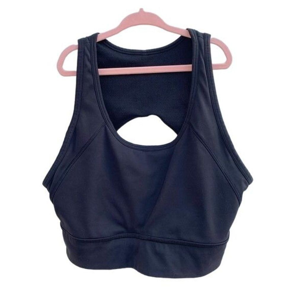 Athleta Size M Black Cut Out Back Sports Bra Workout Athletic